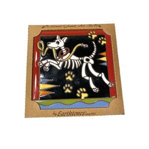 hand n hand designs earthtones hand glazed art tile decorative accents 6x6 dog